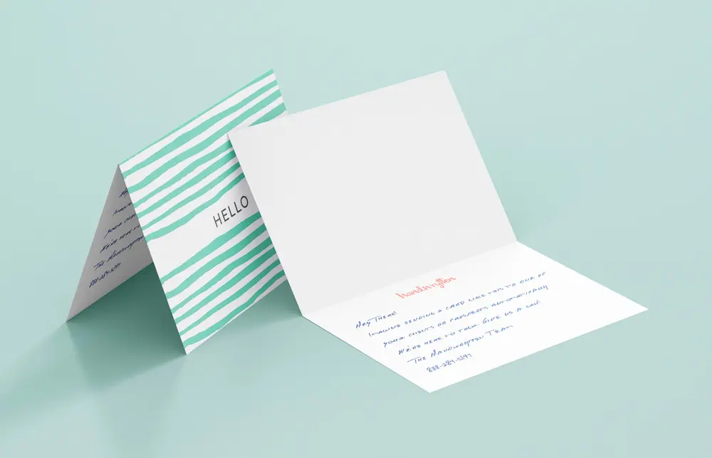 handwritten personalized client card