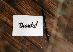 Picture of a Business Thank You card with a marker