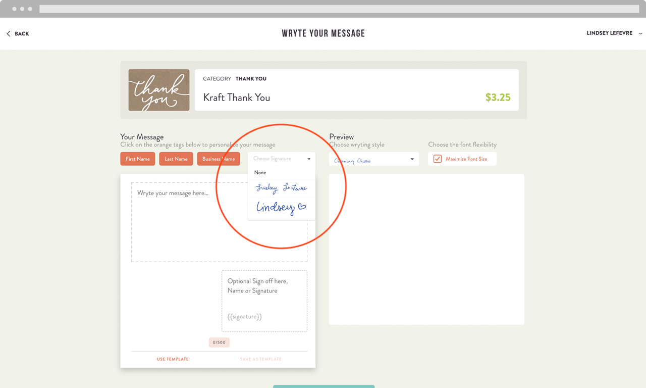 add a custom signature to your handwritten card