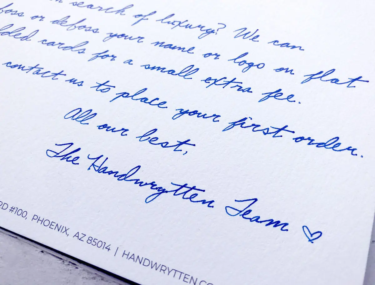 sample letter from Handwrytten team