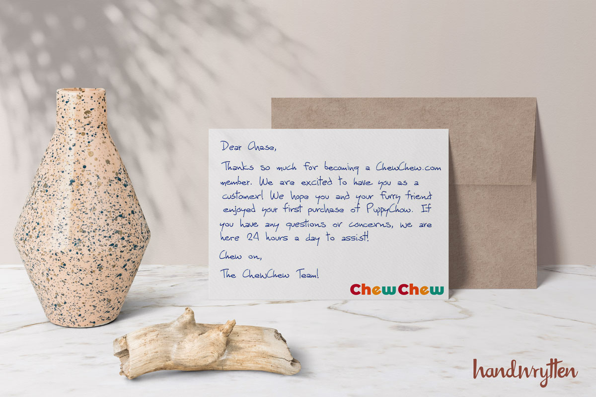 custom thank you letter from chew chew