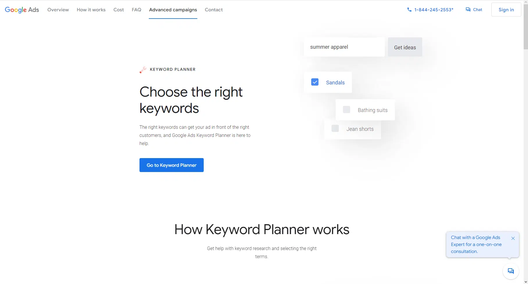 screen of Google Ads Keyword Planner